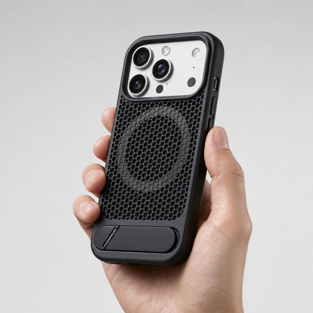 Nakd (mesh) — Breathable Heat-Dissipating iPhone Case · MagSafe + Kickstand