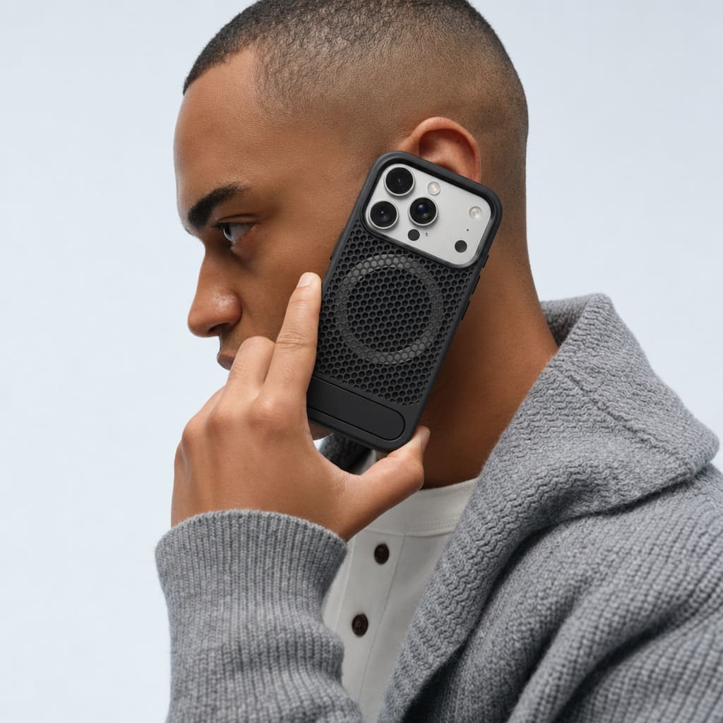 Nakd (mesh) — Breathable Heat-Dissipating iPhone Case · MagSafe + Kickstand