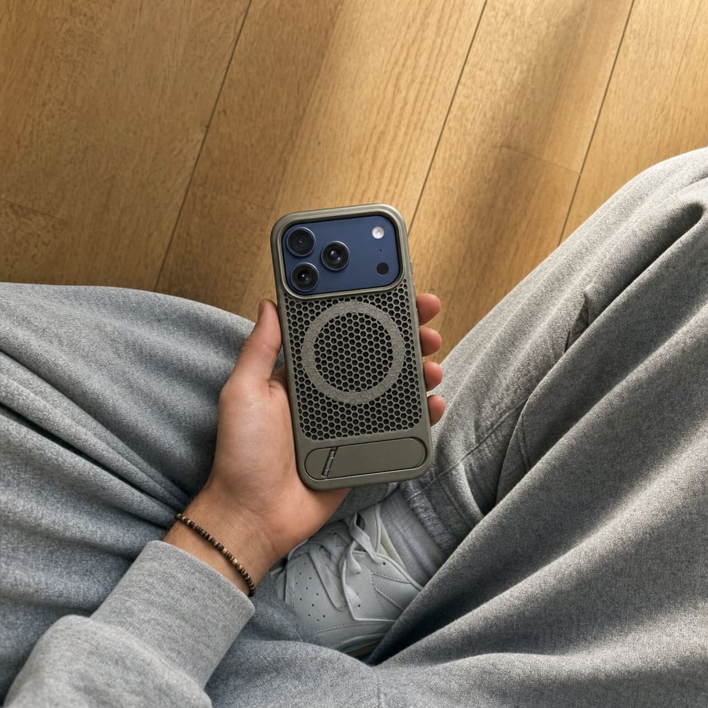 Nakd (mesh) — Breathable Heat-Dissipating iPhone Case · MagSafe + Kickstand
